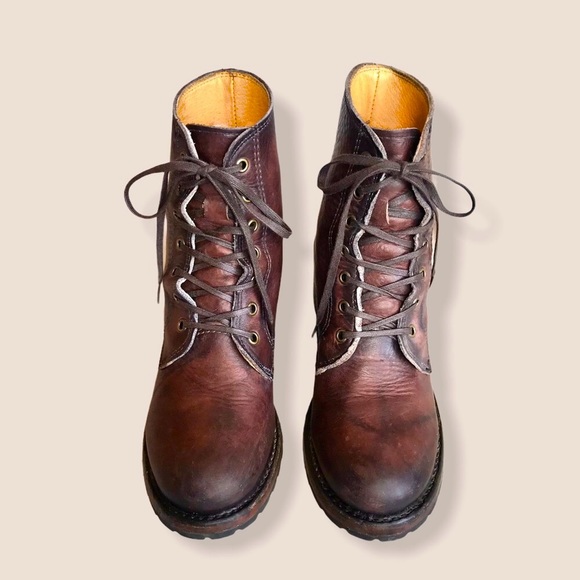 RARE Frye Sabrina 6G Lace Up Heeled Combat Boot - Picture 6 of 16